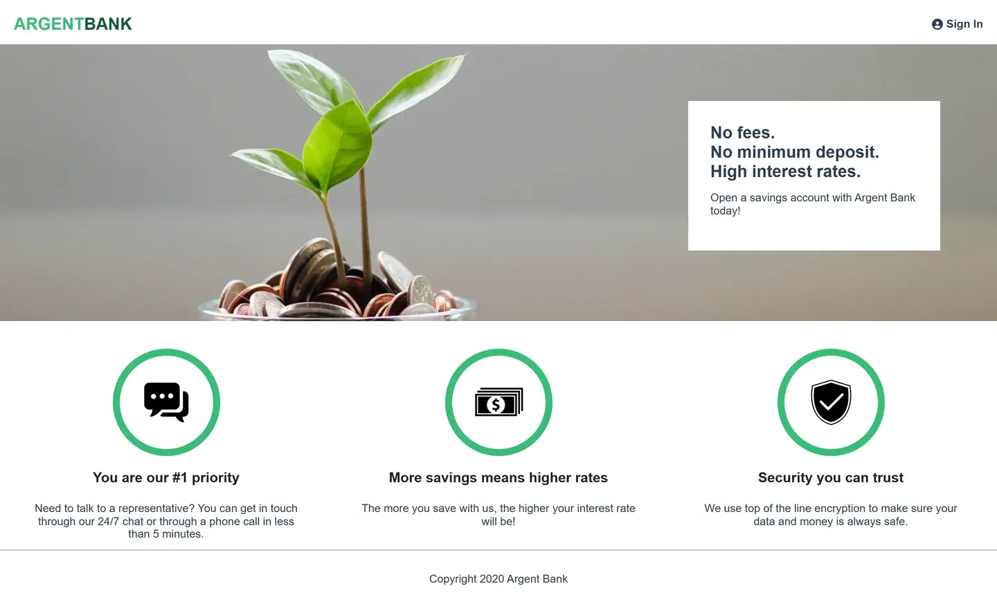 Aperçu du projet Argent Bank